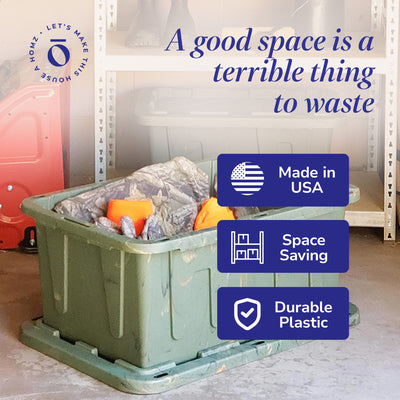 Homz 15 Gallon Durabilt Home Storage Container with Snap Lid, Green (2 Pack) - VMInnovations