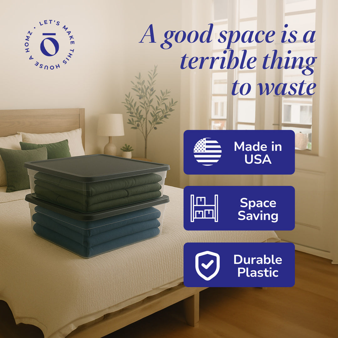 Homz Snaplock 28Qt Organizer Storage Container Bin with Lid, (2 Pack) (Open Box)