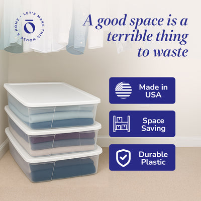 Homz 28 Qt Snaplock Clear Plastic Storage Container Bin with Secure Lid (4 Pack) - VMInnovations