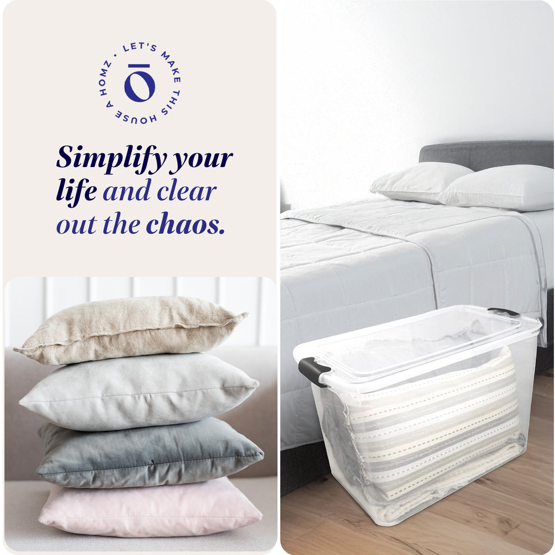 HOMZ 112 Qt Latching Storage Container, Extra Large, Clear (2 Pack) (Open Box)