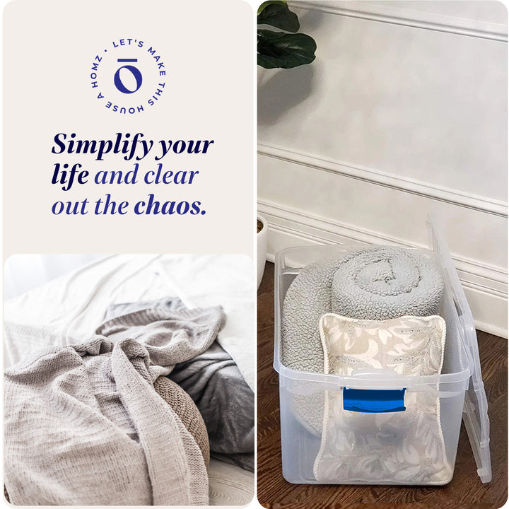 Homz 66 Quart Modular Stackable Storage Containers, Clear, 2 Pack (Open Box)