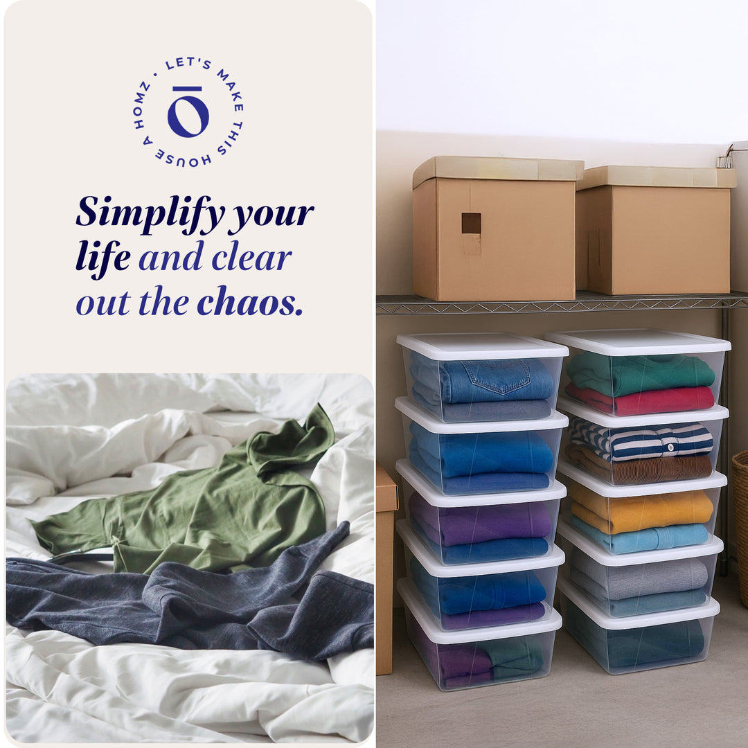 Homz 6 Qt Secure Latching Plastic Container Bin w/ Lid 10 Pack (Open Box)