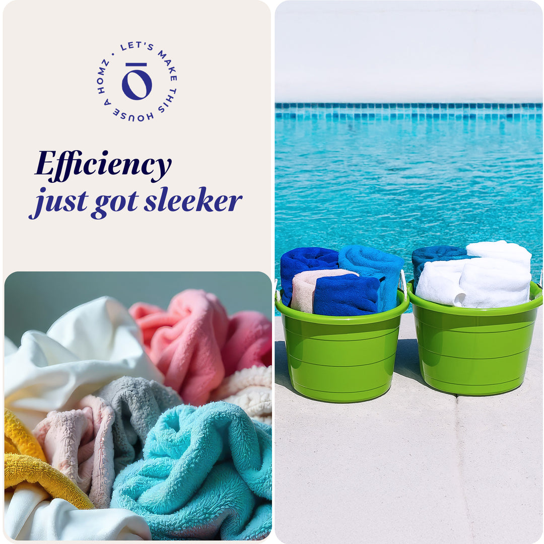 Homz 17 Gallon Indoor Outdoor Storage Bucket w/Rope Handles, Bold Lime (4 Pack)