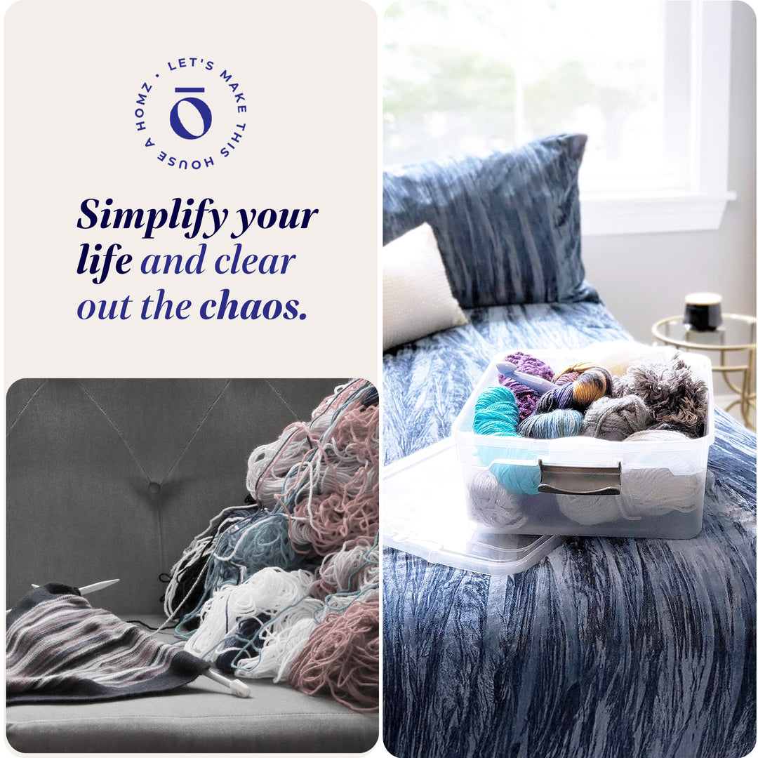 Homz 15.5 Qt Plastic Stackable Storage Container w/Lid, Gray Latch (12 Pack)