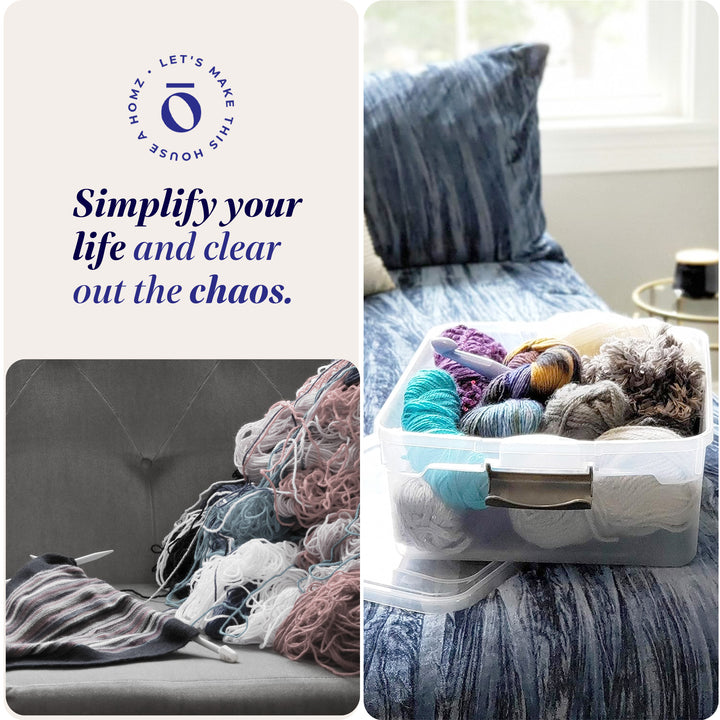 Homz 15.5 Qt Plastic Stackable Home Storage Container w/Lid, Gray Latch (4 Pack)