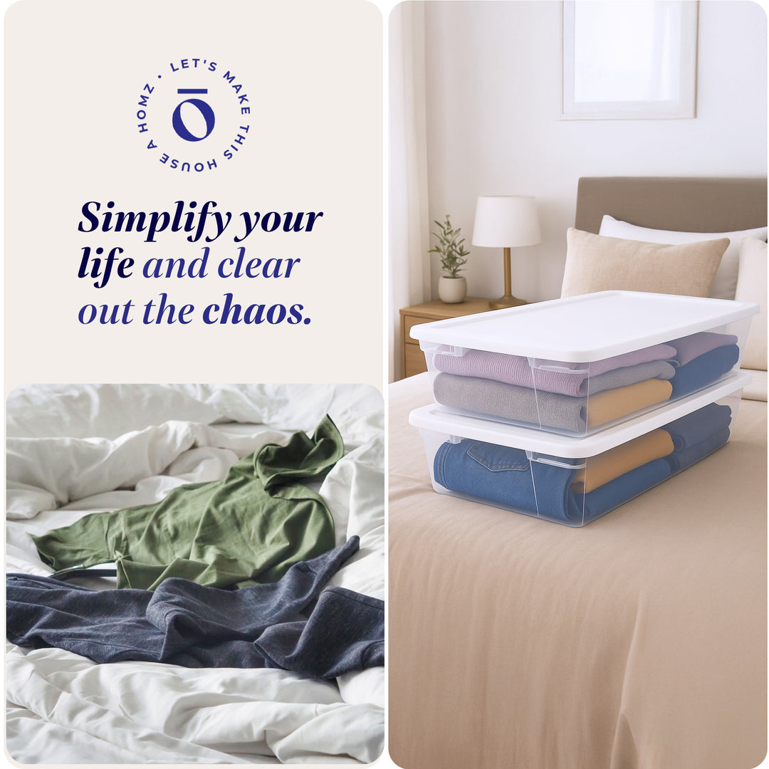 Homz Snaplock 41 Qt Stackable Plastic Container w/Latching Lid (2pk) (Open Box)