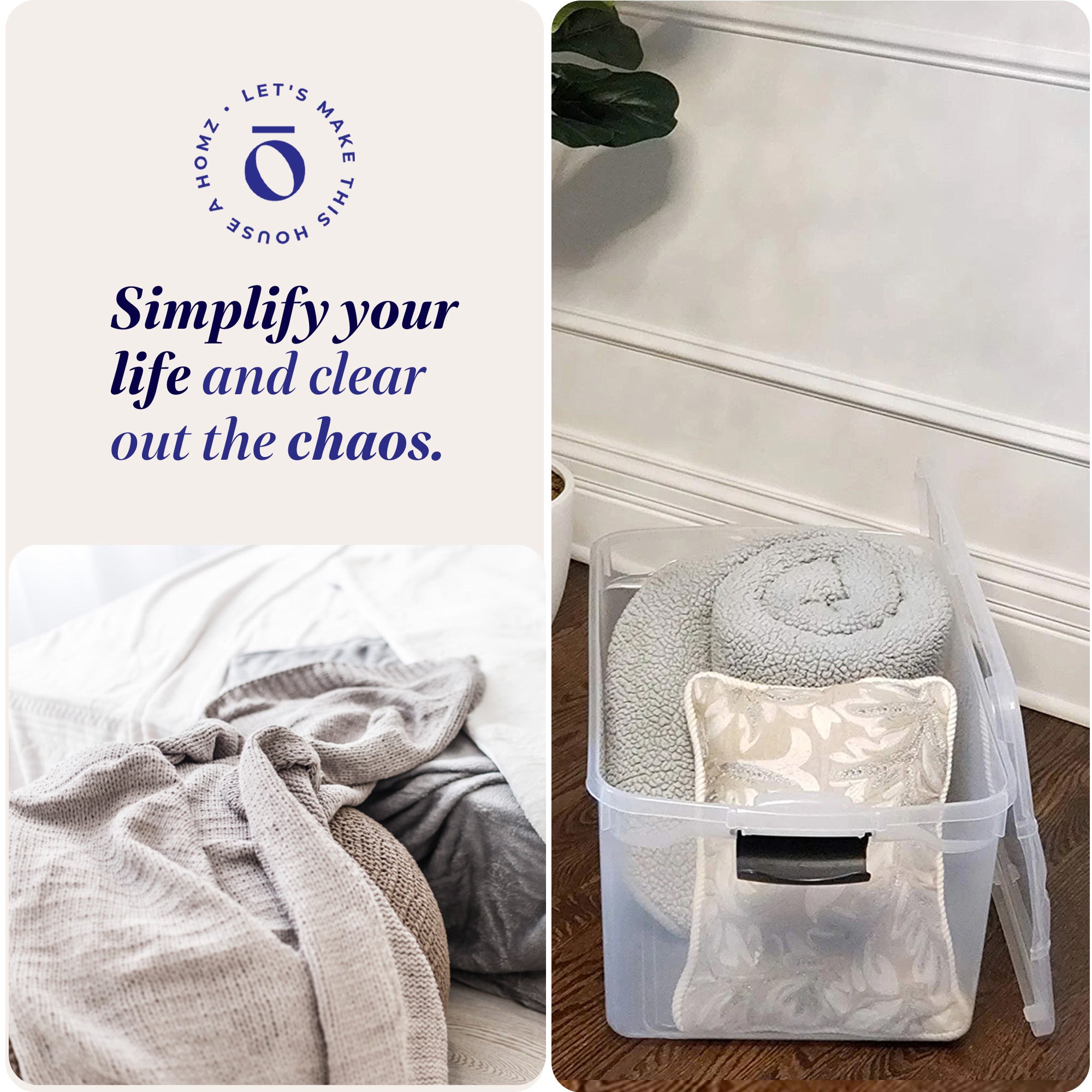 Homz 66Qt Clear Storage Container Bin with Latching Lids, (2 Pack) (Open Box)