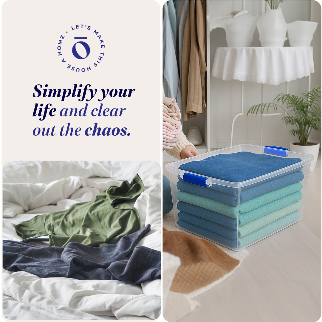 Homz 66-Quart Clear Plastic Stackable Storage Containers w/ Latch Lid, 4 Pack