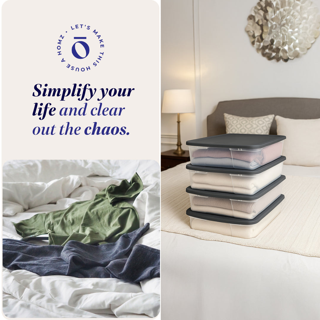 Homz Snaplock 28 Quart Clear Organizer Storage Container Bin with Lid, (4 Pack)