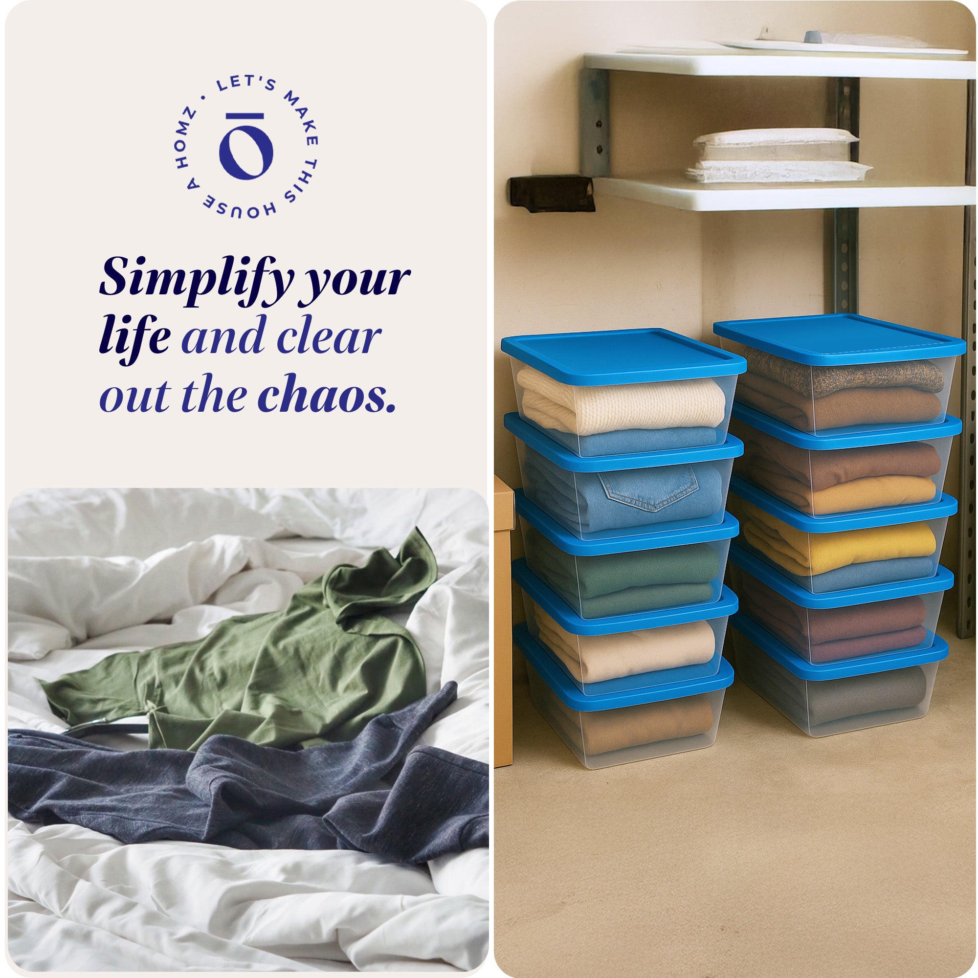 Homz Snaplock 6 Qt Stackable Storage Container w/ Lid, Blue (10Pk) (Open Box) - VMInnovations
