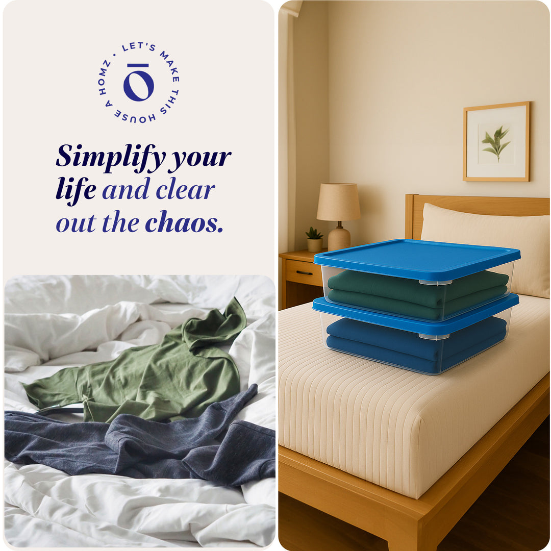 Homz 28 Qt Snaplock Clear Plastic Storage Container Bin w/Lid, Blue (2pk) (Used)