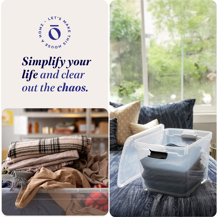 Homz Secure Latch Large Clear Stackable Storage Container Bin, 31 Quart, 4 Count - VMInnovations