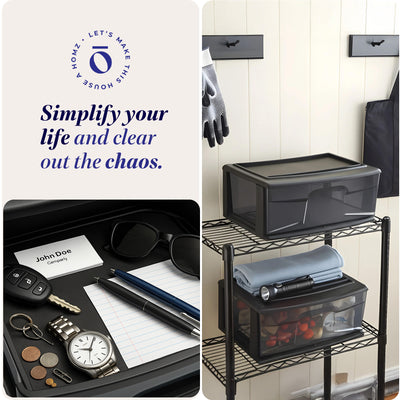 Homz Plastic 1 Drawer Wide Storage Cart, Black Frame w/Smoke Drawer, 2 Pk (Used) - VMInnovations