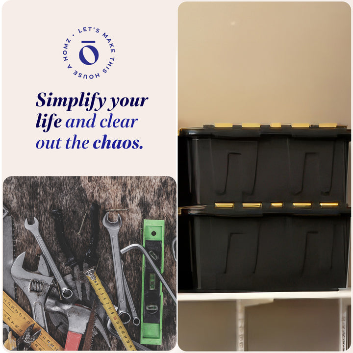 Homz 15 Gal Durabilt Storage Container w/Snap Lid, Black/Yellow(2 Pk)(Open Box) - VMInnovations