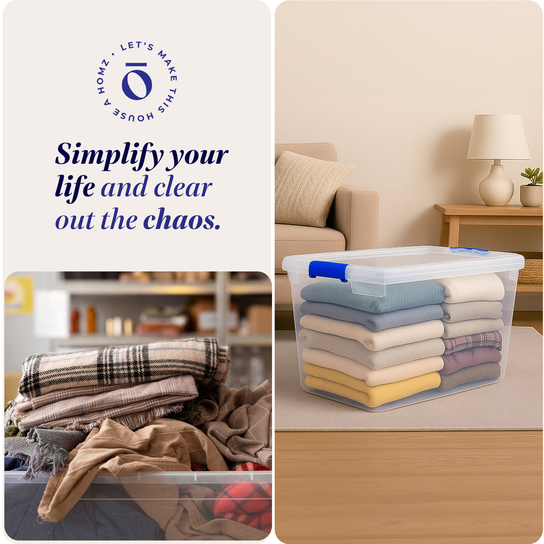 Homz 31 Quart Heavy Duty Modular Stackable Storage Containers, Clear, 8 Pack