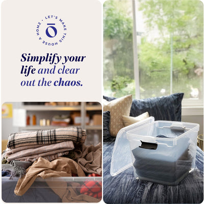 Homz Secure Latch Large 31QT Clear Stackable Storage Container Bin 4PC(Open Box) - VMInnovations