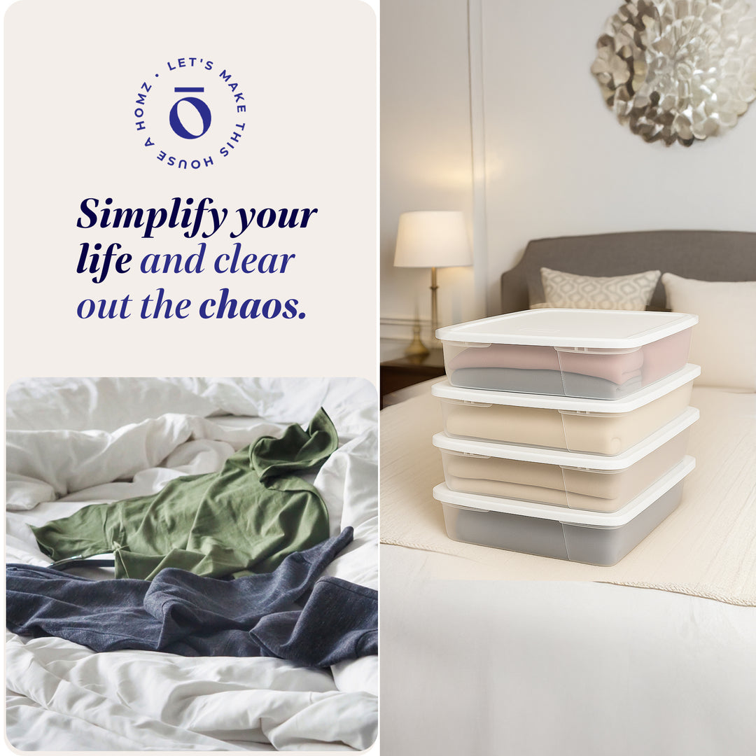 Homz 28 Qt Snaplock Clear Plastic Storage Container Bin with Secure Lid (4 Pack)