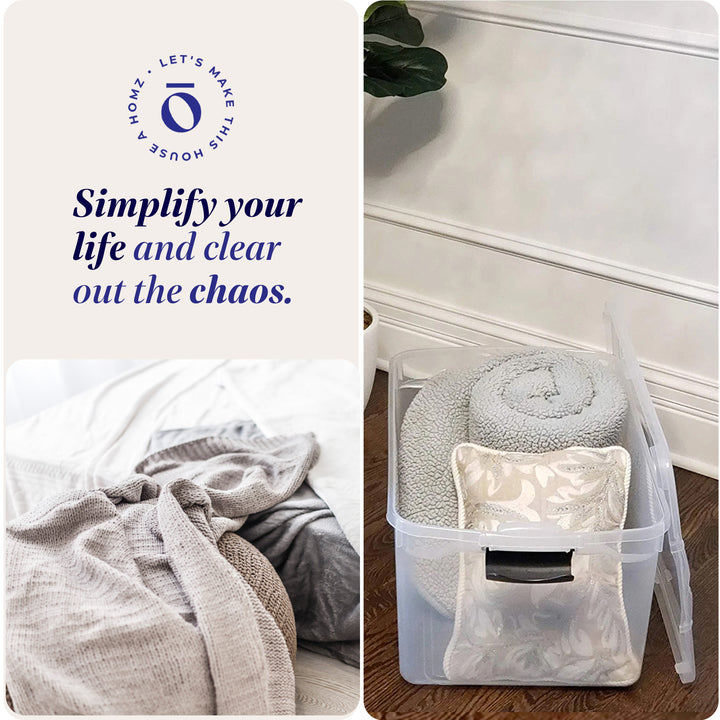Homz 66Qt Clear Storage Container Bin with Latching Lids, (2 Pack) (Open Box)