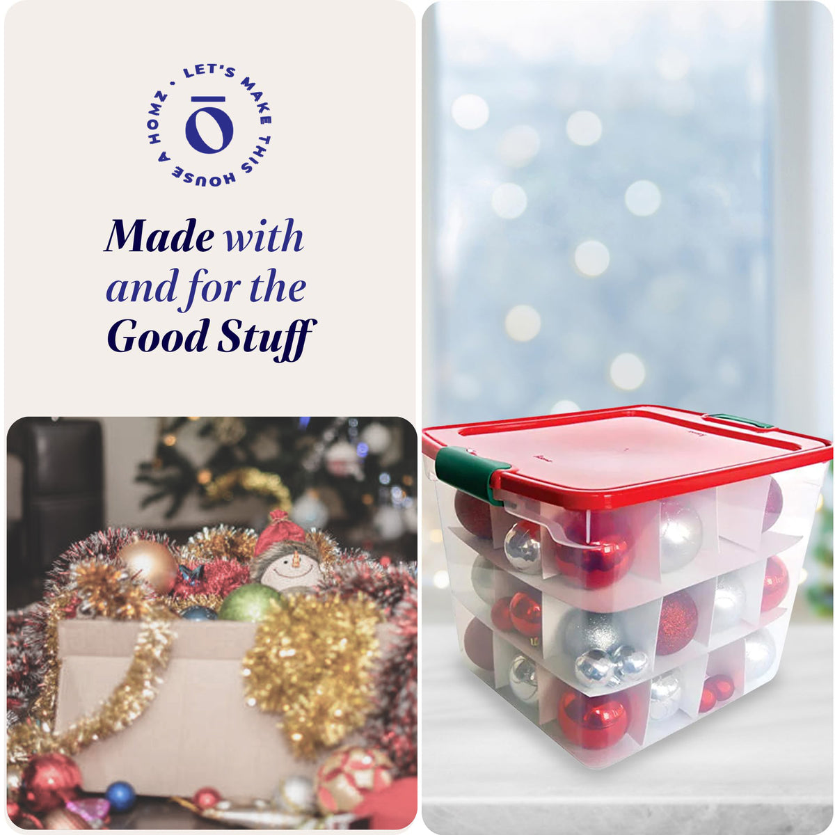 HOMZ 31 Qt Holiday Plastic Container w/ Latching Handles (4 Pack) (Open Box)
