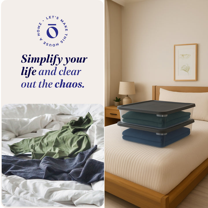 Homz Snaplock 28Qt Organizer Storage Container Bin with Lid, (2 Pack) (Open Box) - VMInnovations