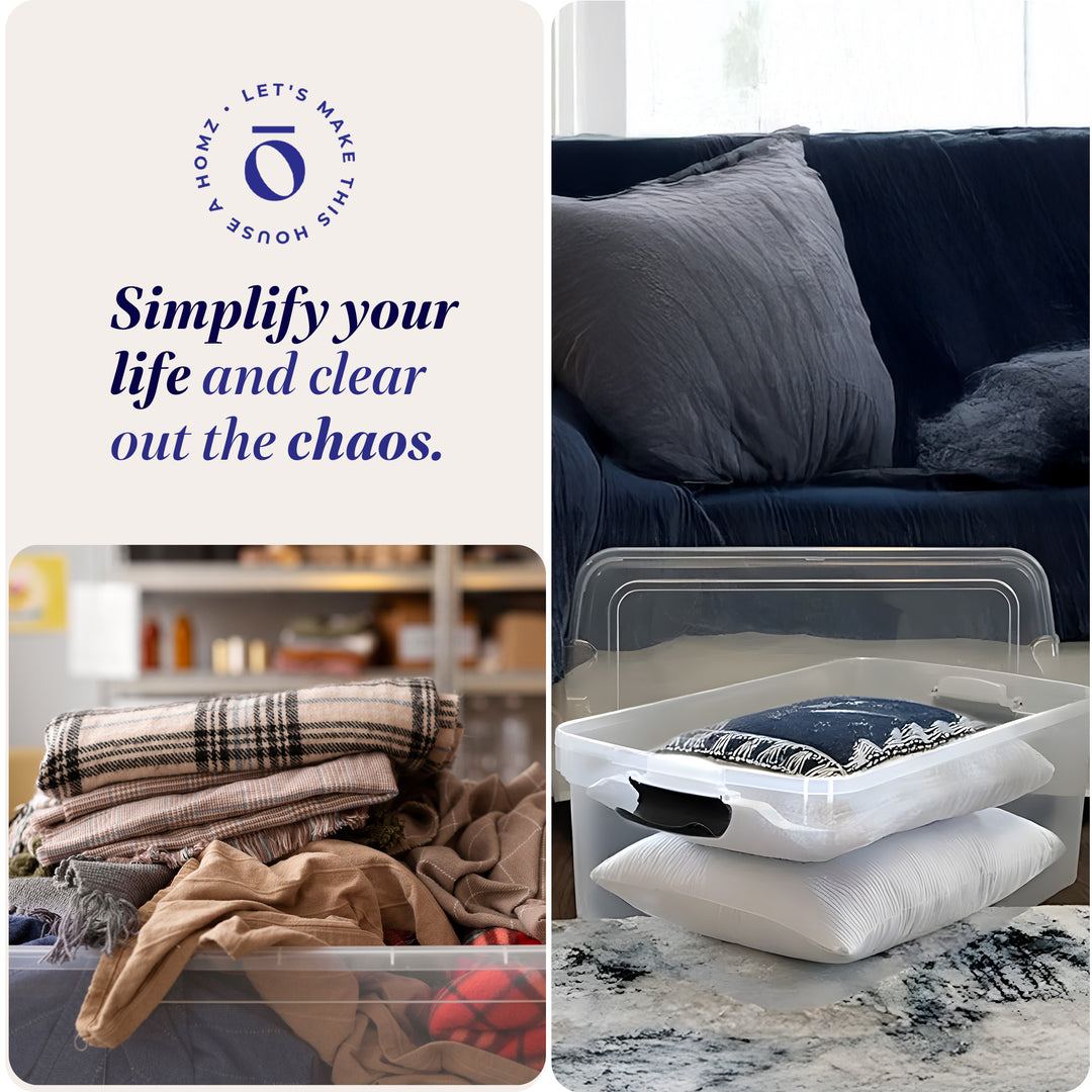 Homz 64 Qt Clear Storage Container w/Latching Lids, (2 Pack) (Open Box) - VMInnovations