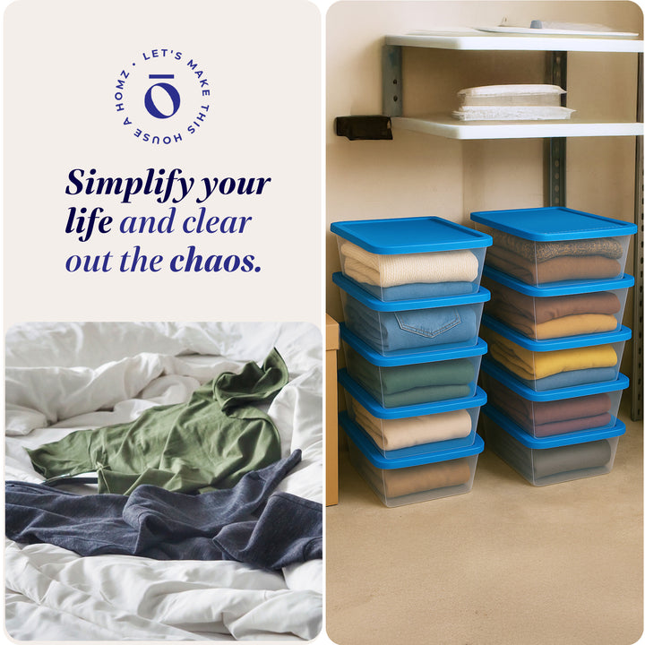 Homz Snaplock 6 Qt Stackable Plastic Storage Container w/ Lid, Blue (10pk)(Used)