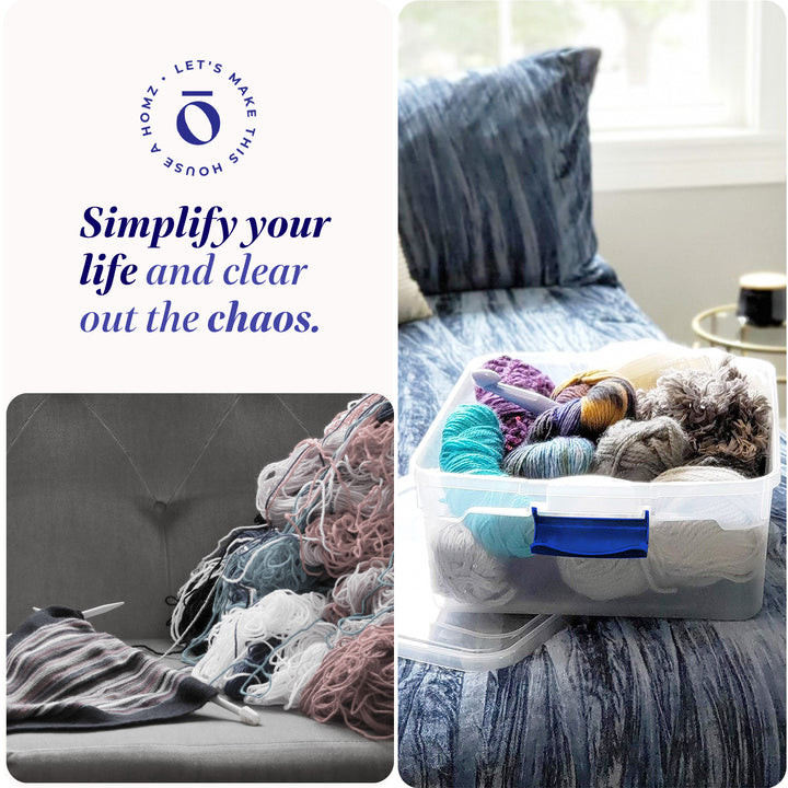 Homz 15.5 Quart Heavy Duty Modular Stackable Storage Containers, Clear, 8 Pack