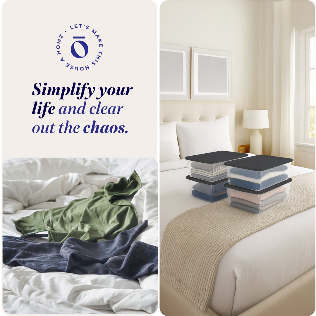 Homz 12 Qt Stackable Plastic Storage Container w/Snaplock, Gray (4pk) (Open Box)