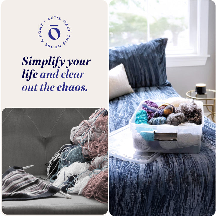 Homz 15.5 Qt Plastic Stackable Storage Container w/Lid, Gray Latch (16 Pack)