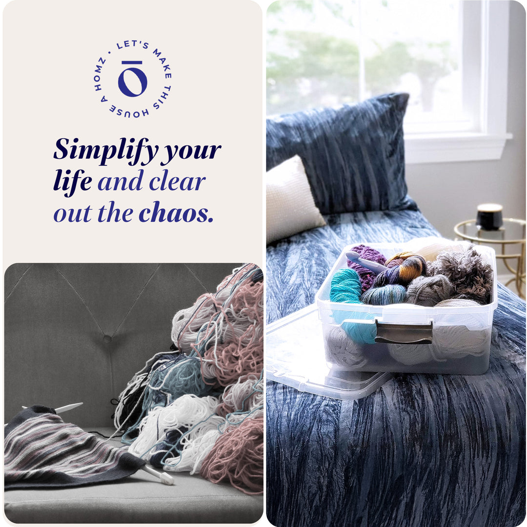 Homz 15.5 Qt Plastic Stackable Storage Container w/Lid, Gray Latch (16 Pack)