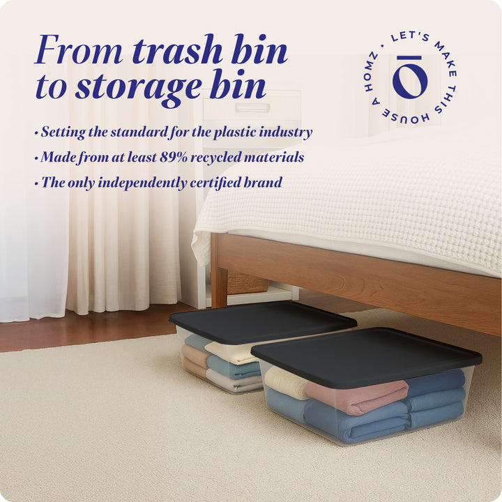 Homz 12 Qt Stackable Plastic Storage Container w/Snaplock Lid, Gray (4 Pack)