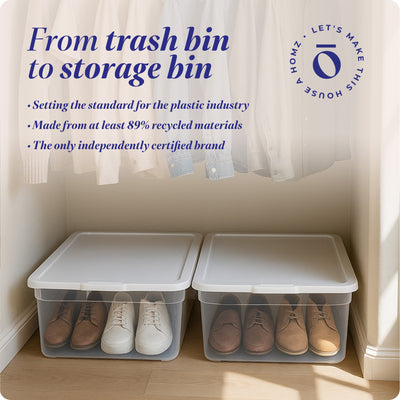 Homz 28 Qt Clear Plastic Storage Container Bin w/ Secure Lid, 2 Pack (Open Box)
