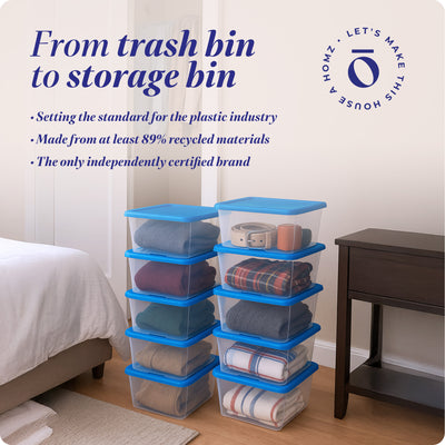 Homz Snaplock 6 Qt Stackable Storage Container w/ Lid, Blue (10Pk) (Open Box) - VMInnovations