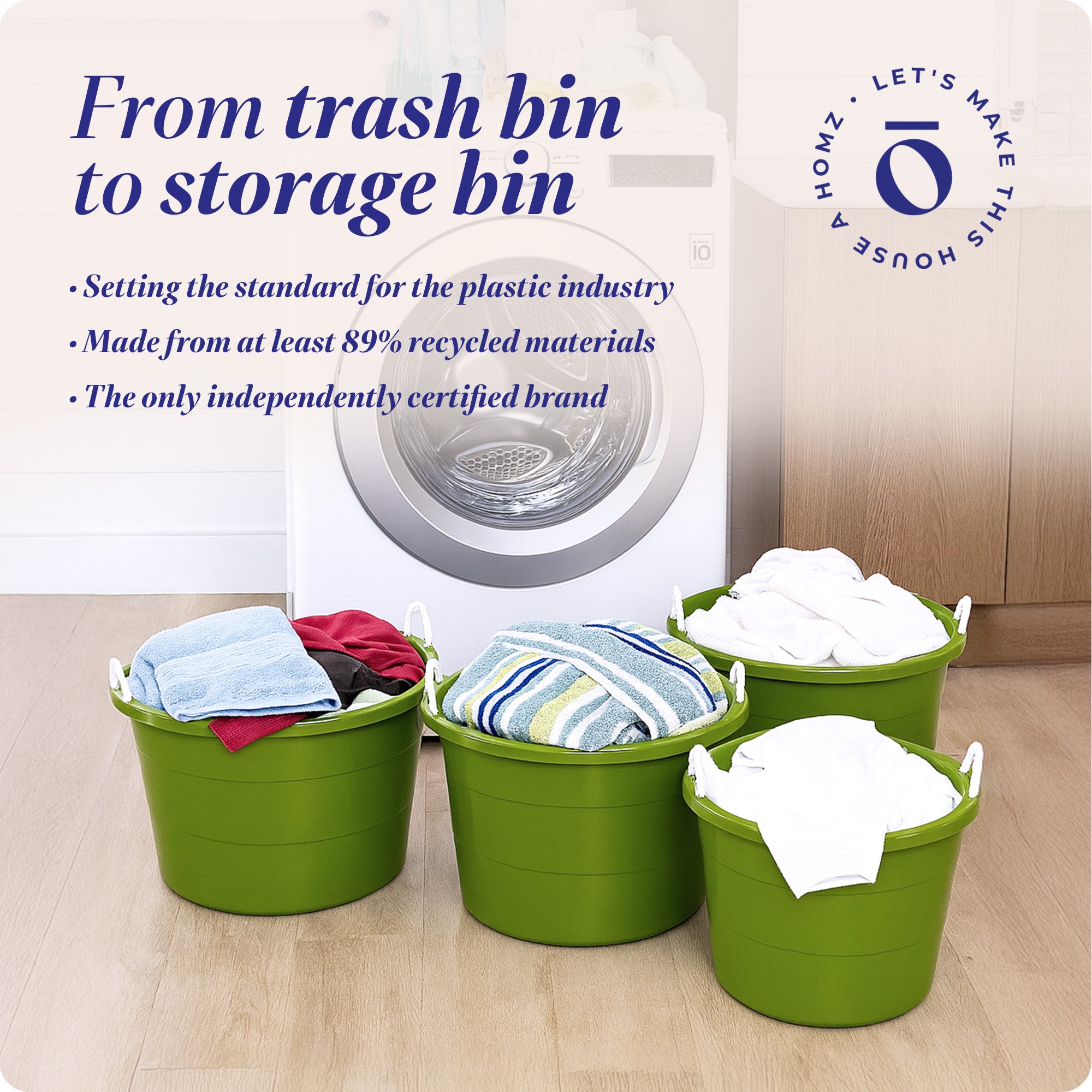 Homz 17 Gallon Indoor Outdoor Storage Bucket w/Rope Handles, Bold Lime (4 Pack) - VMInnovations