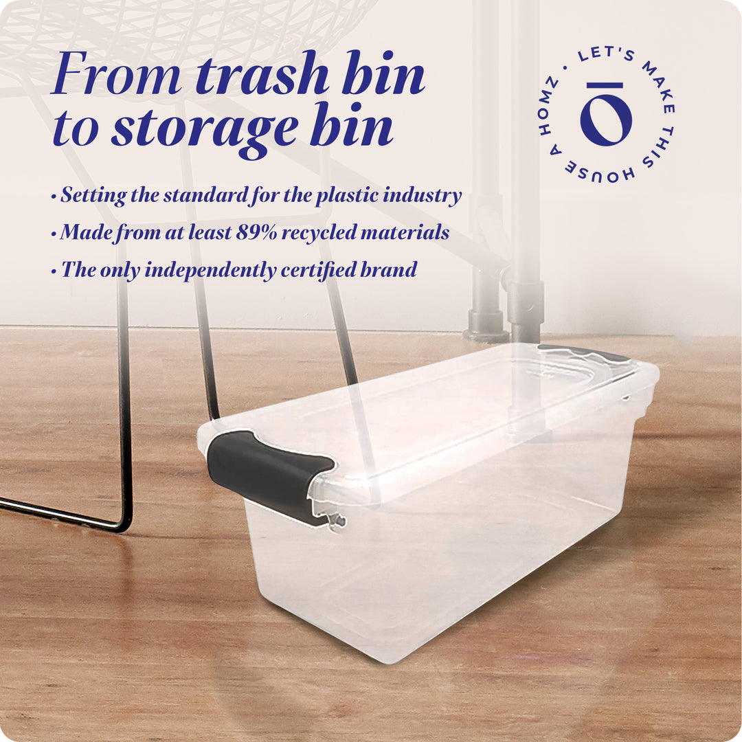 Homz 7.5 Qt Clear Storage Organizing Container Bin with Latching Lids, (5 Pack)