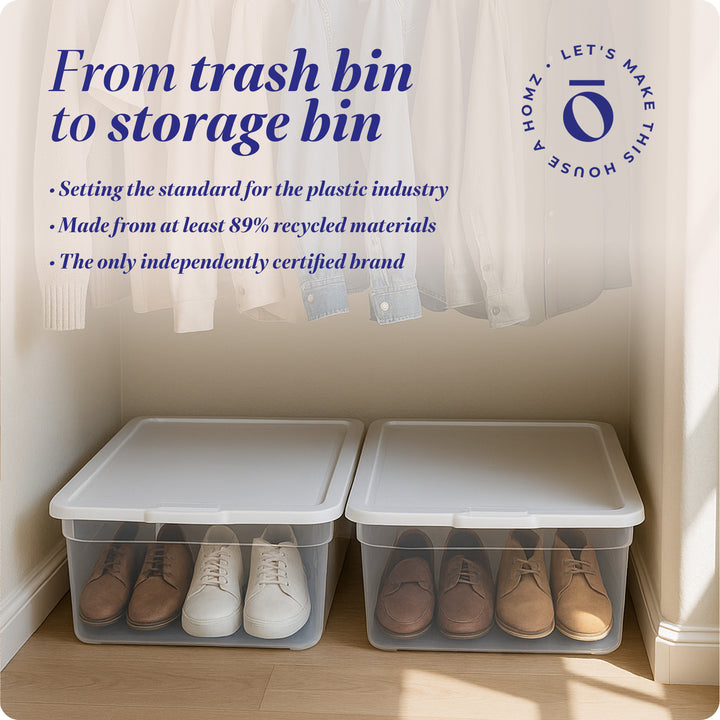 Homz 28 Qt Snaplock Clear Plastic Storage Container Bin with Secure Lid, 2 Pack