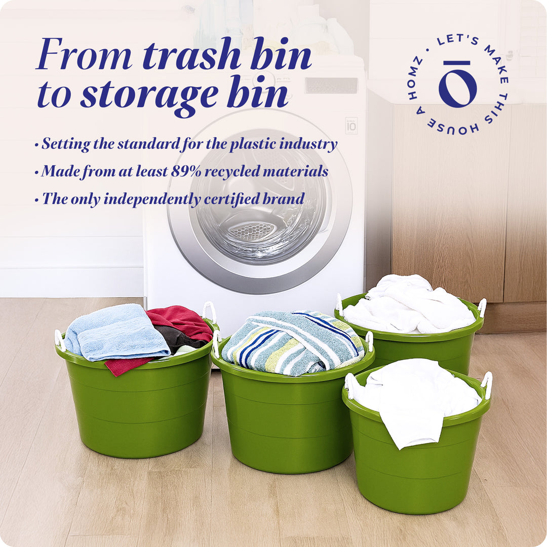 Homz 17 Gallon Indoor Outdoor Storage Bucket w/Rope Handles, Bold Lime (4 Pack) - VMInnovations