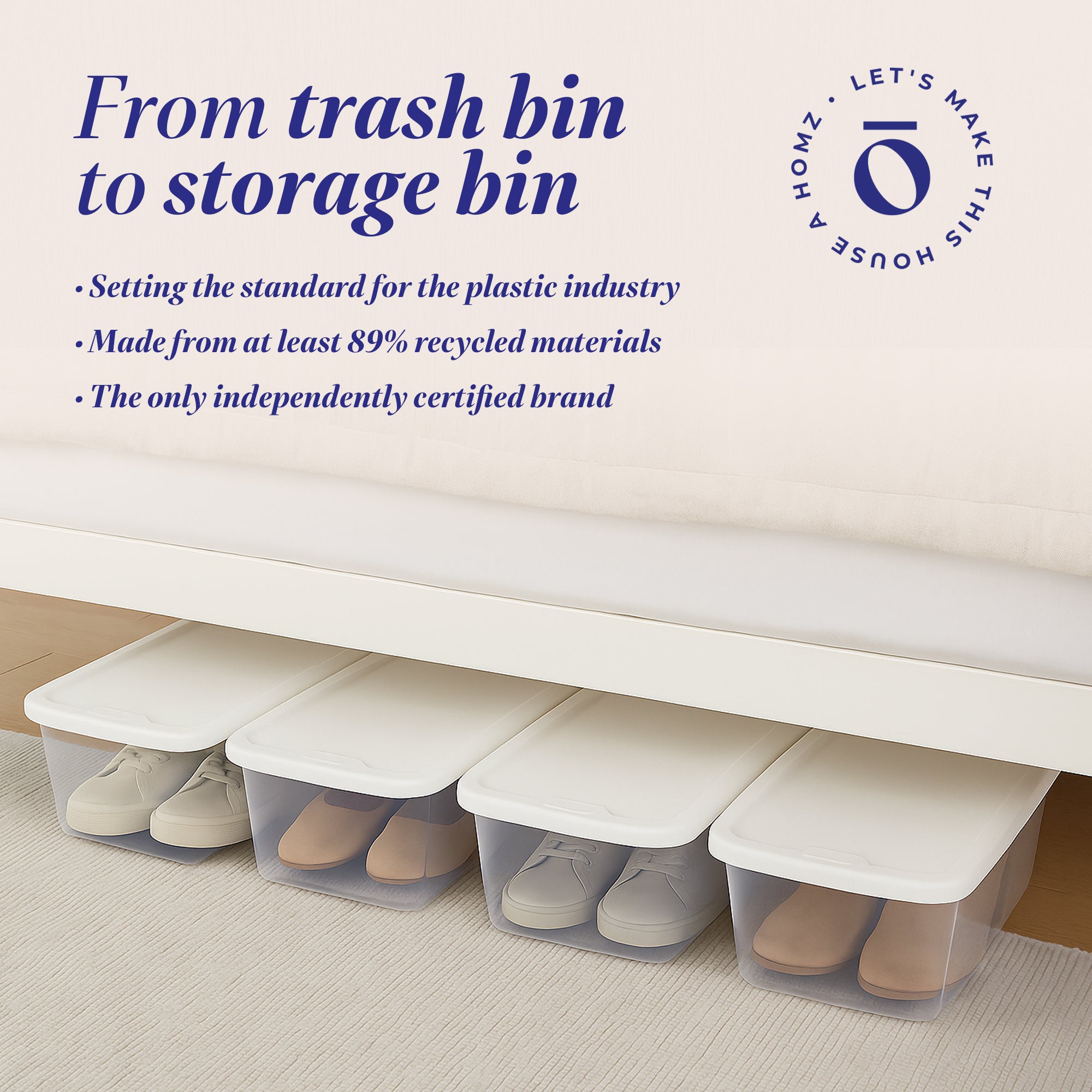 Homz 6 Qt Multipurpose Plastic Storage Containers with Latching Lid, (40 Pack)