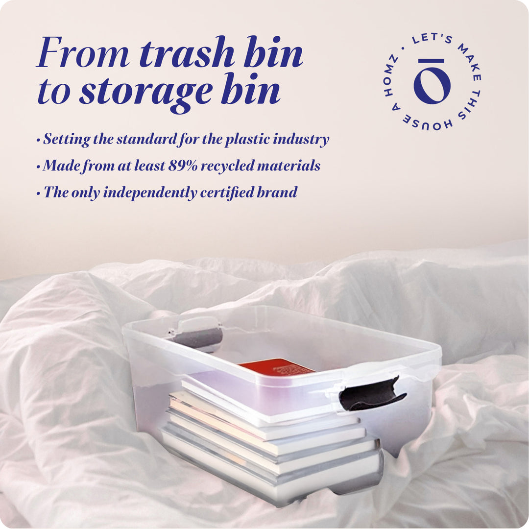 Homz 64Qt Stackable Plastic Storage Bin Container Box w/Latch Lid, Clear(2 Pack)