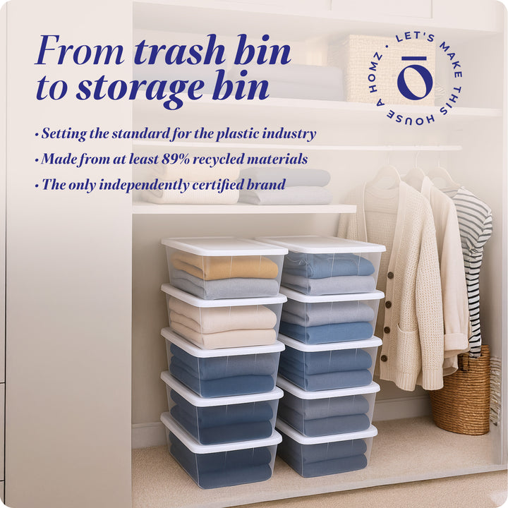 Homz 6 Qt Secure Latching Plastic Container Bin w/ Lid 10 Pack (Open Box)