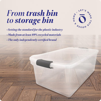 Homz 66 Qt Storage Organizing Container Bin with Latching Lids, (2 Pack) (Used)