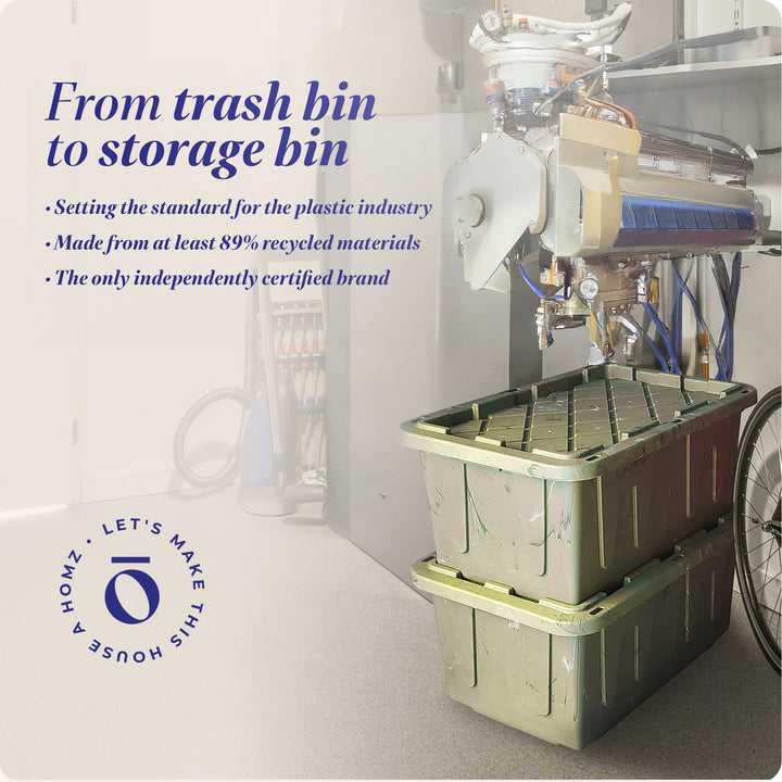 HOMZ 2 Pack Durabilt Storage, Stackable Bins, 27 Gallon Containers, Green Camo