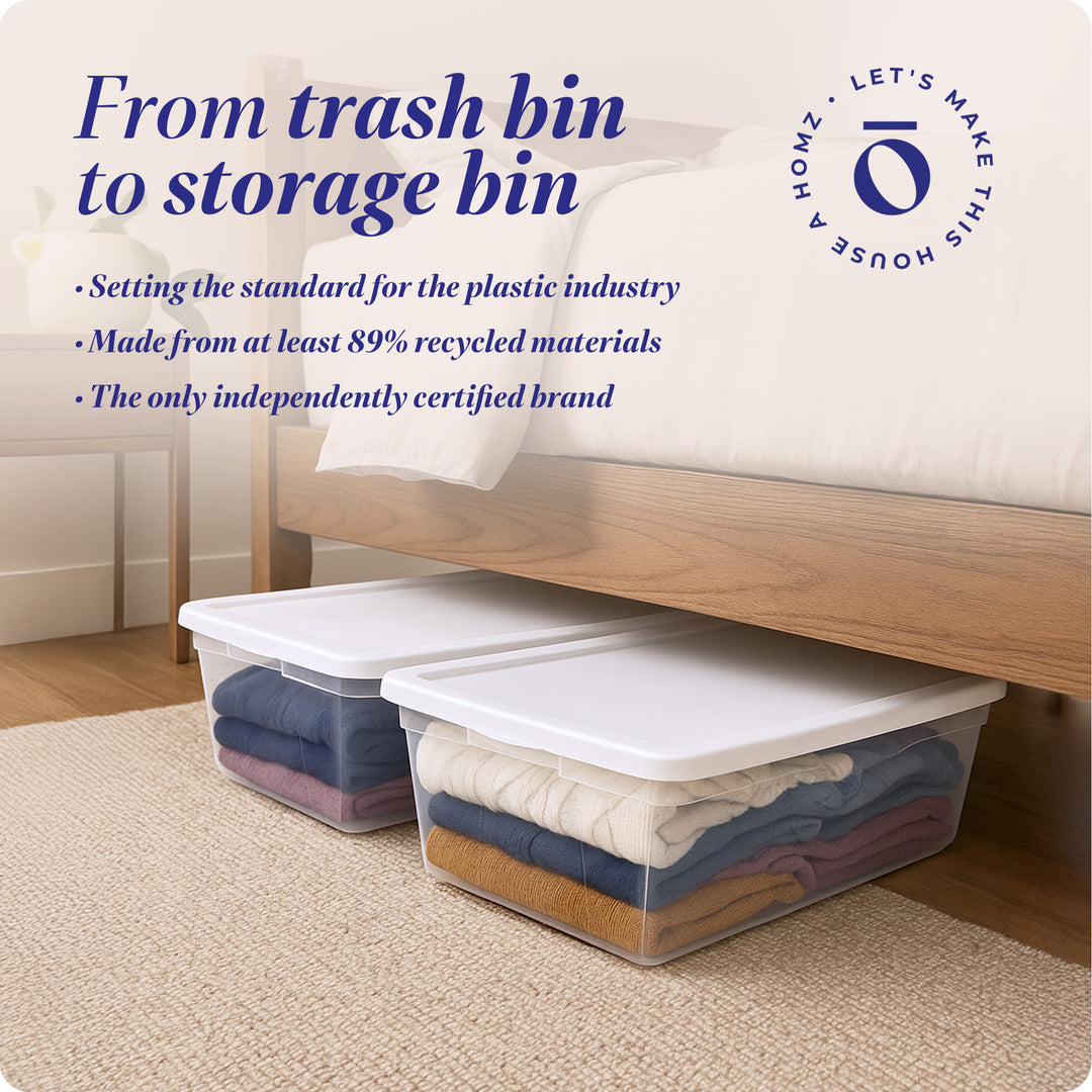 Homz Snaplock 41 Qt Stackable Plastic Storage Container w/Latching Lid 2Pk(Used) - VMInnovations