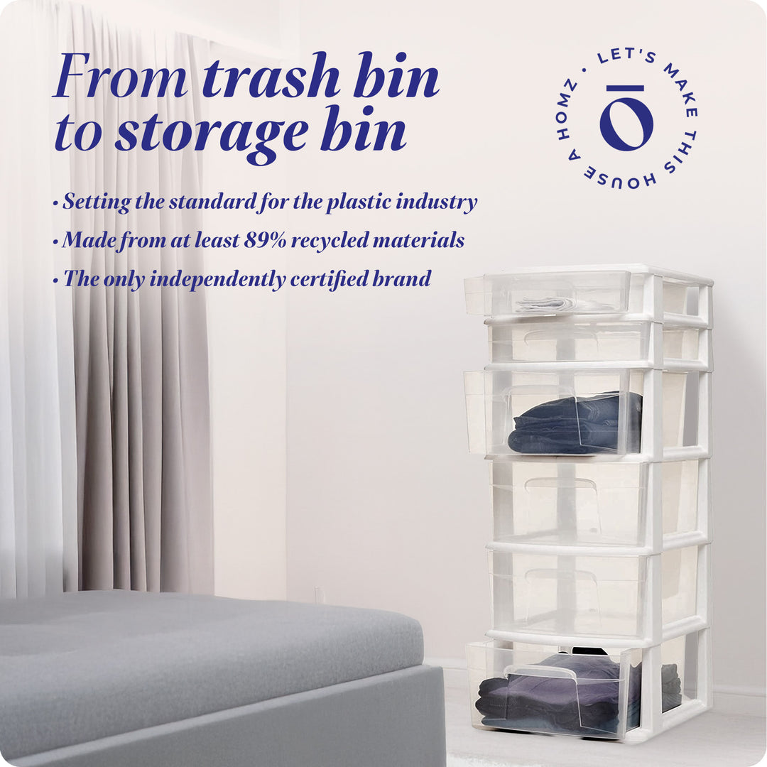 Homz Plastic 6 Drawer Medium Home Storage Container Tower, White Frame(Open Box)