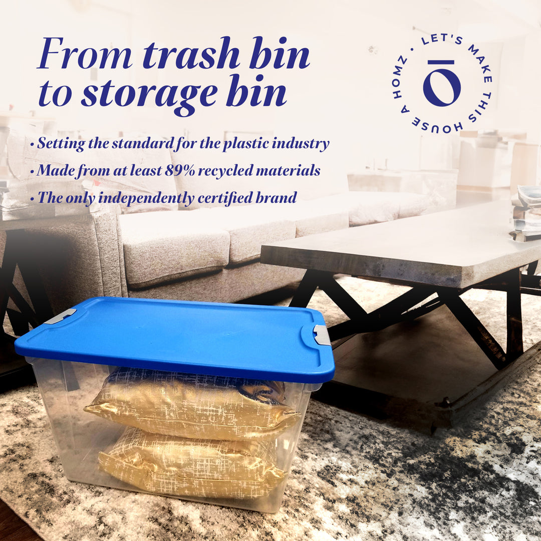 Homz 64 Qt Secure Latch Large Clear Stackable Storage Container w/ Lid (2 Pack)