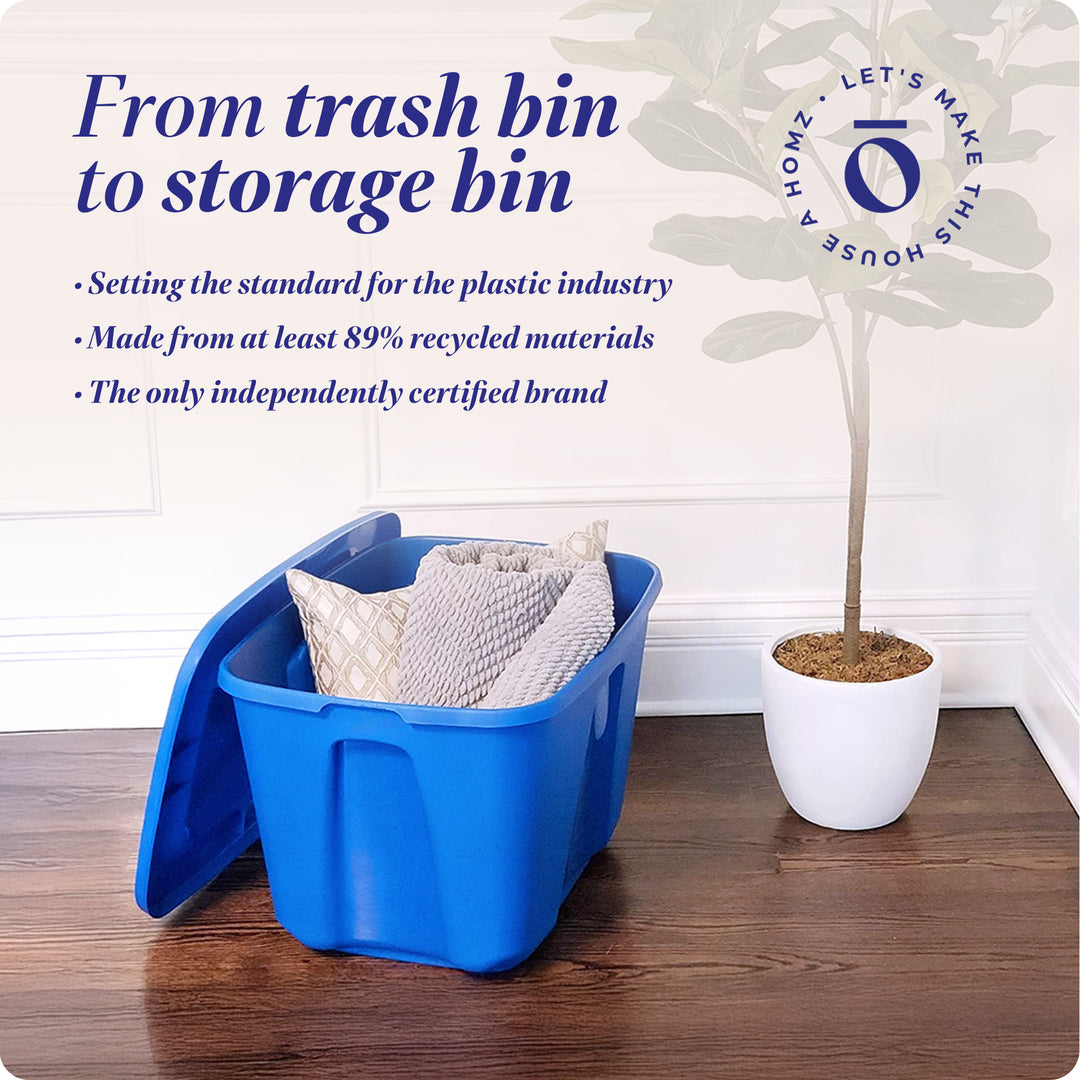 10 Gallon Heavy Duty Plastic Storage Container, Capri Blue (4 Pack) (Open Box)