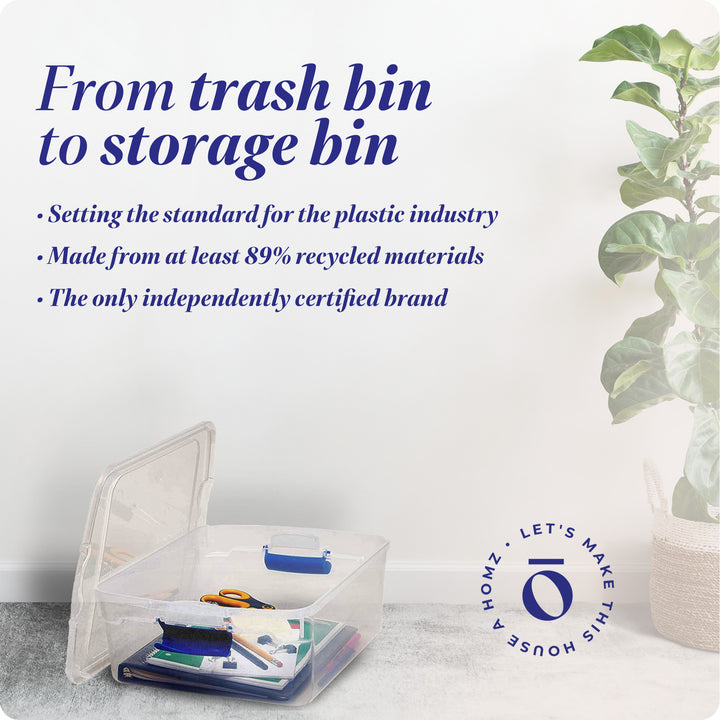 Homz 15.5 Quart Modular Stackable Storage Containers, Clear, 4 Pack (Open Box) - VMInnovations