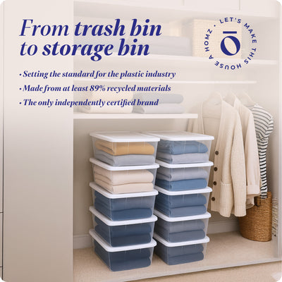 Homz 6 Qt Multipurpose Plastic Storage Containers with Latching Lid, (10 Pack)