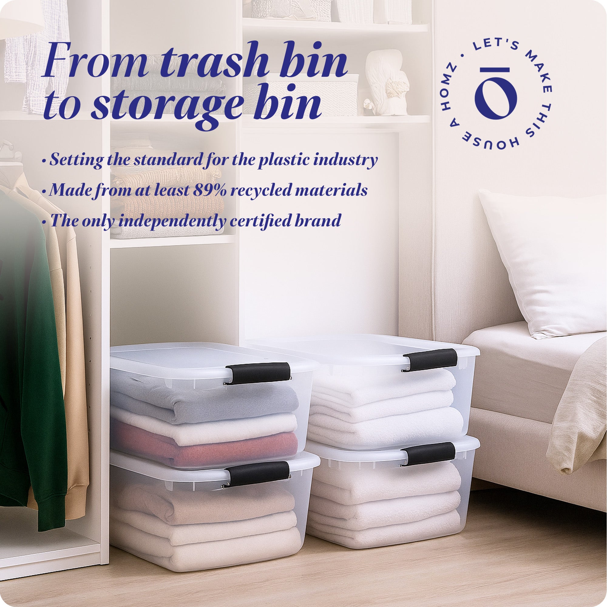Homz 64 Qt Clear Storage Organizing Container Bin with Latching Lids (4 Pack)