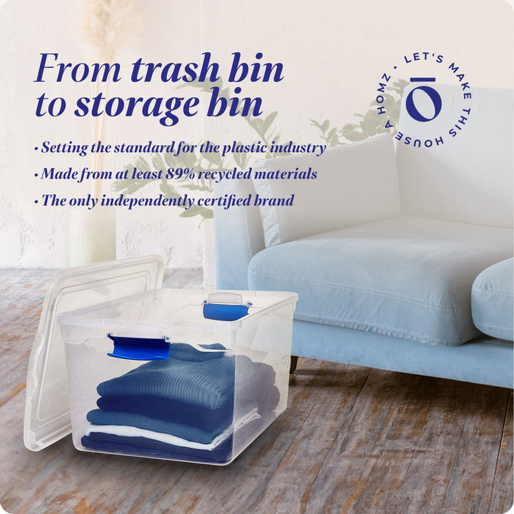 Homz 66 Qt Stackable Storage Bin with Latching Lids, Clear 2 pack (Open Box) - VMInnovations